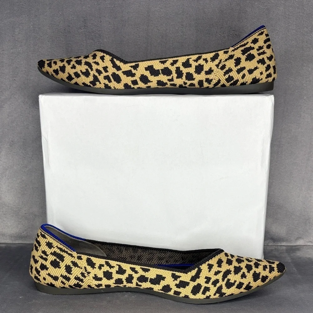 Rothy’s Leopard Print Pointed Flats Brown Black Knit Size 8